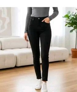 Trendy Black High Waist Skinny Jeans with Fringed
