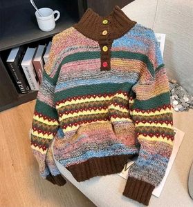 Colorful Striped Knit Sweater