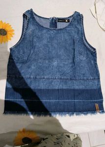 Denim Sleeveless Top | Size S