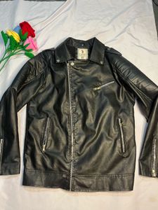 Men's Black Faux Leather Moto Jacket