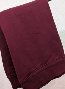 Maroon Crew Neck Sweatshirt with Black Stripes