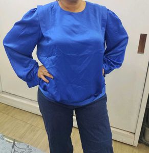Calvin Klein Royal Blue Satin Top - XXL