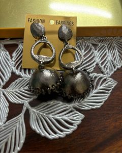 Oxidised Shinny Drop Earrings