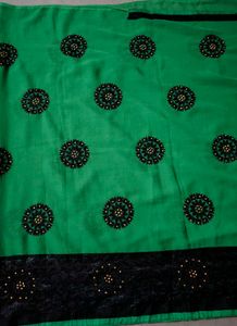 Elegant Green Embroidered Saree