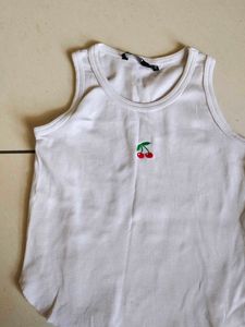 White Ribbed Cherry Tank