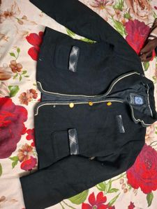 Stylish Black Blazer with Gold Trim