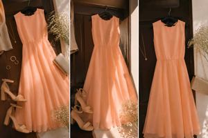 Elegant Peach Flowy Dress