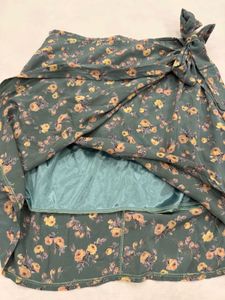 Floral Print Wrap Mini Skirt