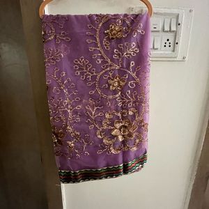 Beautiful Purple Embroidered Saree