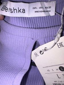 Bershka Lilac Ribbed Cutout Top