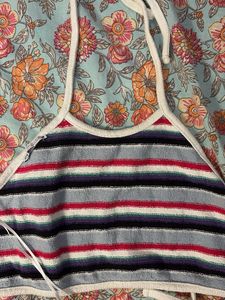 Striped Halter Crop Top