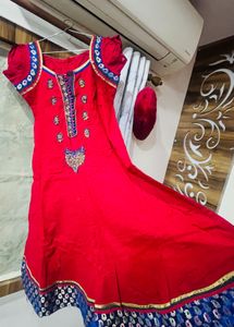 Red Embellished Kurta