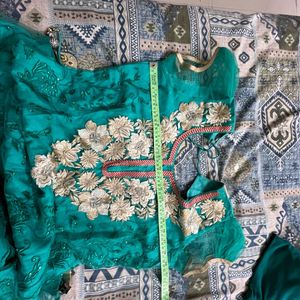 Beautiful Teal Kurta Set with Intricate Embroidery