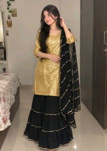 Stunning Gold Sequin Kurta with Sharara