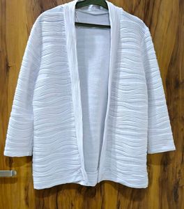 White Textured Knit Cardigan
