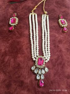 new pink kundan Jewellery Set