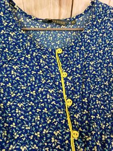 Blue Floral Print Kurta
