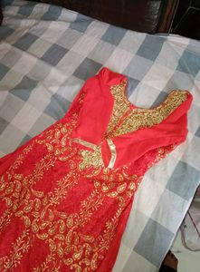 Red Ethnic Suit Set with Palazzo