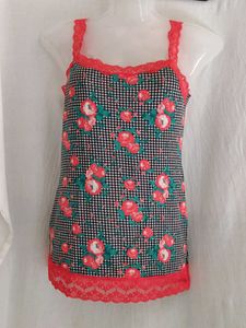 tezenis Floral Lace Trim Cami Top