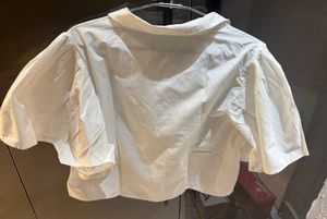 ONLY White Puff Sleeve Collared Shirt