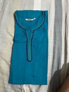 Beautiful Teal Kurta with Embellished Neckline