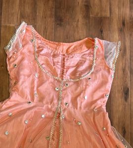 Peach Embellished Anarkali Gown