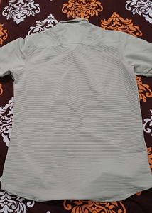 Men's Beige Striped Short Sleeve Shirt