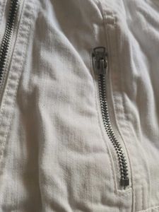 White Denim Moto Vest