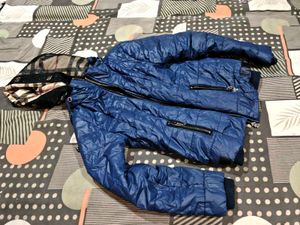 Blue Quilted Puffer Jacket hoody imported winters