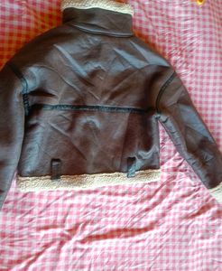 Brown Faux Leather Biker Jacket