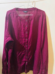 Women Burgundy Solid Casual Shirt - XL