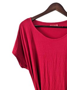 Red Short Sleeve Belted Dress