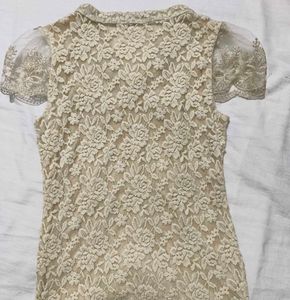 Elegant Lace Top with Embellished Collar