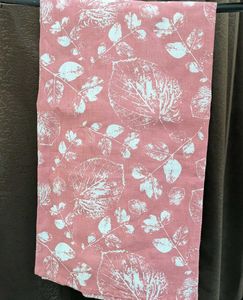 Men's Pink Leaf Print Short kurta