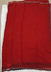 Red Embellished Saree