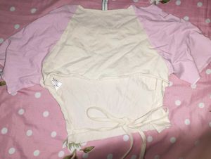 Cute Graphic T-Shirt with Pastel Sleeves