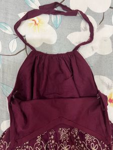 Beautiful Wine Ethnic Top with Tie-up Straps🍷🦋