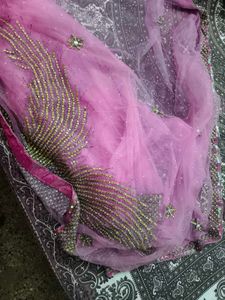 Beautiful Pink heavy stone work party' Saree