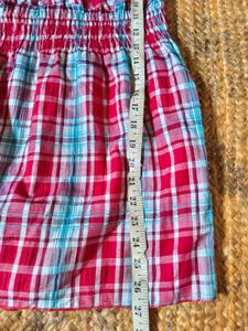 Red Plaid Smocked Top Size L 38"- 40"