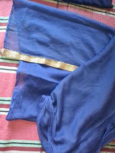 Beautiful Blue dupaata with Gold Border