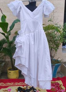 Elegant White Ruffled Gown