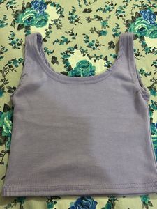 Ribbed Lavender Crop Tank Top