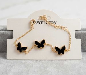 Dainty Butterfly Gold &amp; Black Enamel Bracelet