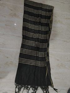 Black Striped Dupatta with Tassels