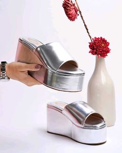Shiny Silver Platform Slides