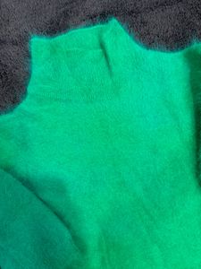 Green Turtleneck Short Sleeve Top