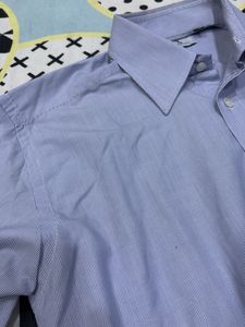Men's Light Blue Striped Button-Up Shirt