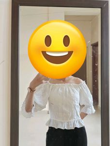 White Off-Shoulder Eyelet Blouse