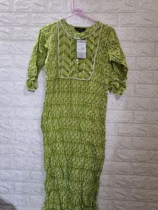 With Tags Fresh Green Pure Cotton Kurti Small