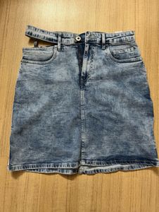Blue Acid Wash Denim Mini Skirt